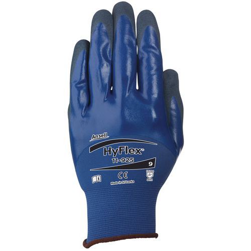 Nylonové rukavice Ansell HyFlex® 11-925 polomáčené v nitrilu, vel. 10