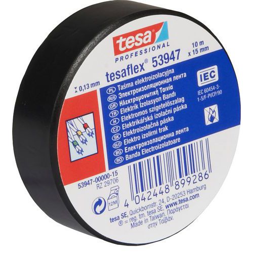 Elektroizolační PVC páska Tesa, šířka 15 mm, černá