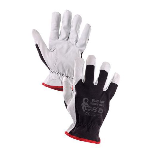 Kombinované rukavice CXS Technik Plus, černé/bílé, vel. 8