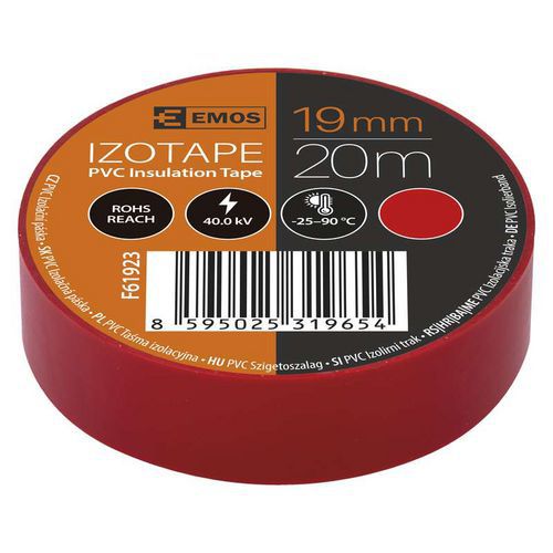 Elektroizolační PVC páska Emos, šířka 19 mm, 10 ks, 20 m, červená
