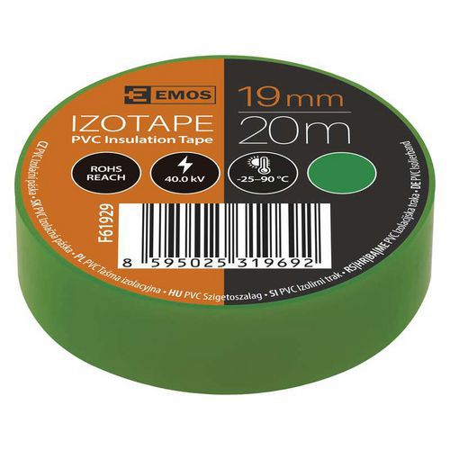 Elektroizolační PVC páska Emos, šířka 19 mm, 10 ks, 20 m, zelená