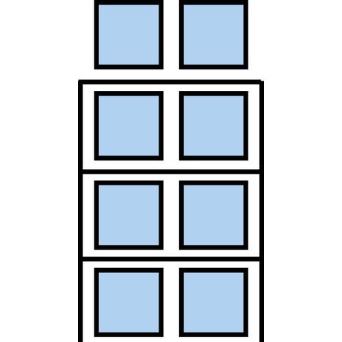 Paletový regál Cell, přístavbový, 399,6 x 180 x 75 cm, 7 800 kg, 3 patra, modrý