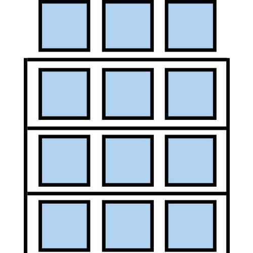Paletový regál Cell, přístavbový, 462,6 x 270 x 75 cm, 7 800 kg, 3 patra, modrý