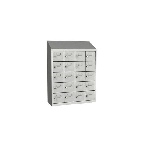 Svařovaná skříň na osobní věci Olaf, 20 boxů, cylindrický zámek, šedá/šedá