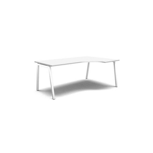Stůl pracovní - ergo pravý, deska bílá, podnož bílá