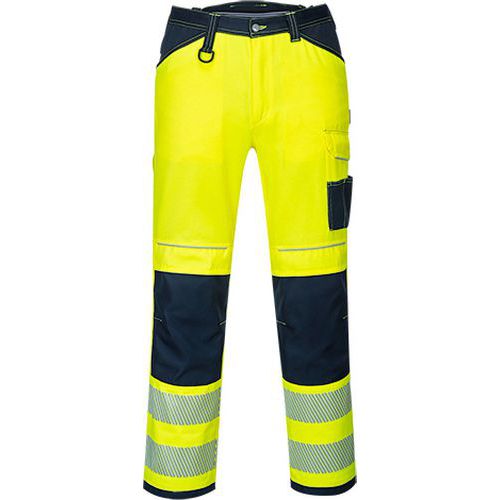 Pracovní kalhoty PW3 Hi-Vis, modrá/žlutá, zkrácené, vel. 46