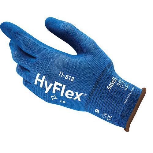 Nylonové rukavice Ansell HyFlex® 11-818 polomáčené v nitrilu, 1 pár, vel. 10